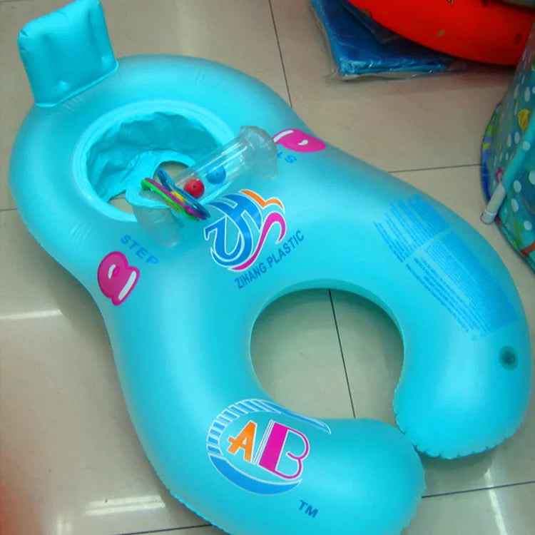 Baby Kids Inflatable Swimming Ring With Awning Safety Mother Children Double Swim Circle Safety Float Seat Pool Toys