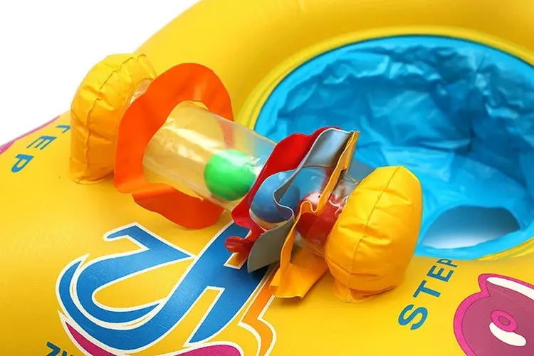 Baby Kids Inflatable Swimming Ring With Awning Safety Mother Children Double Swim Circle Safety Float Seat Pool Toys