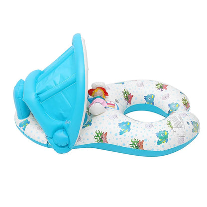 Baby Kids Inflatable Swimming Ring With Awning Safety Mother Children Double Swim Circle Safety Float Seat Pool Toys