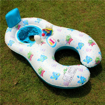 Baby Kids Inflatable Swimming Ring With Awning Safety Mother Children Double Swim Circle Safety Float Seat Pool Toys