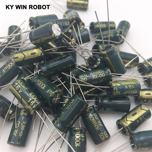 50PCS Aluminum Capacitors 1000uF 108 20% 8*16mm 16V 1000000nF 1000000000pF Diameter8mm