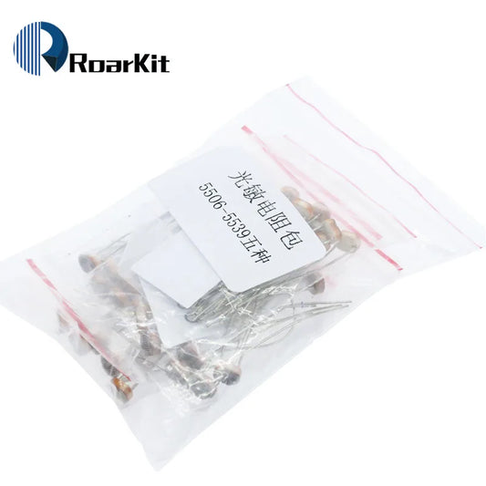 Photoresistor Kit 5Kindsx10pcs 5506 5516 5528 5537 5539 Light Dependent Resistor LDR Pack Photoresistor Package for Arduino