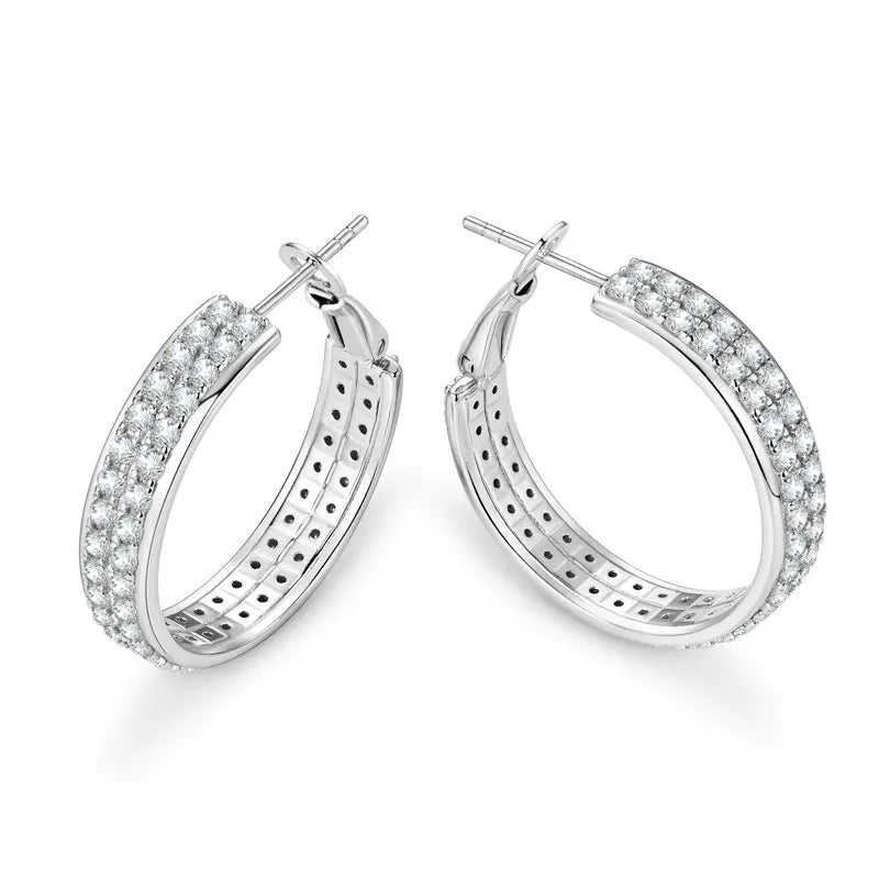 Wholesale Luxury 925 Sterling Silver Moissanite  Earrings Luxury Hoop Earrings for Women Wedding Gift Fashionable Jewelry Gift