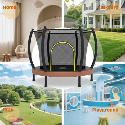 Zoshine CE Certified 60'' Steel Frame Kids Trampoline with Safety Net for Girl Indoor Outdoor Use