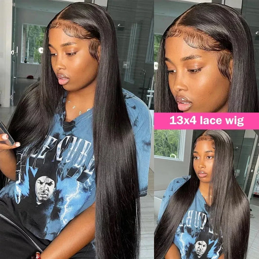 Glueless Cheap Wholesale 100 Natural Raw Indian Long Straight Human Hair Wigs 13x4 HD Transparent Lace Front Wigs Pre Plucked