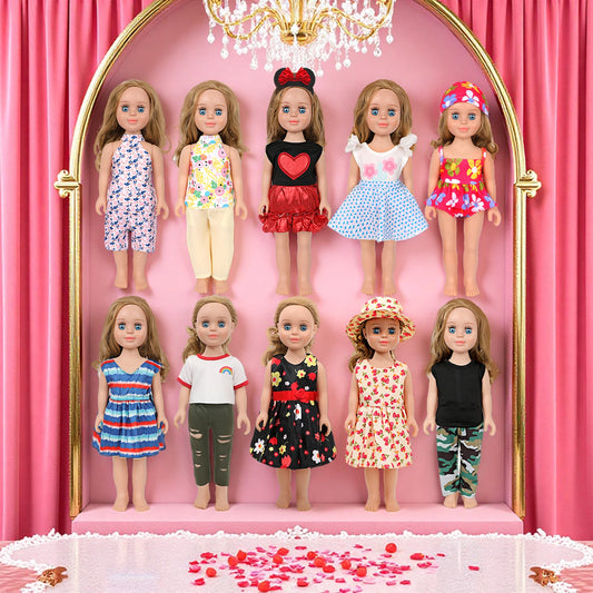 MSYO US Local Warehouse 10 Pcs Set 18 Inch American Style Girl Doll Clothes Dresses Outfits Accessories for Kids DIY