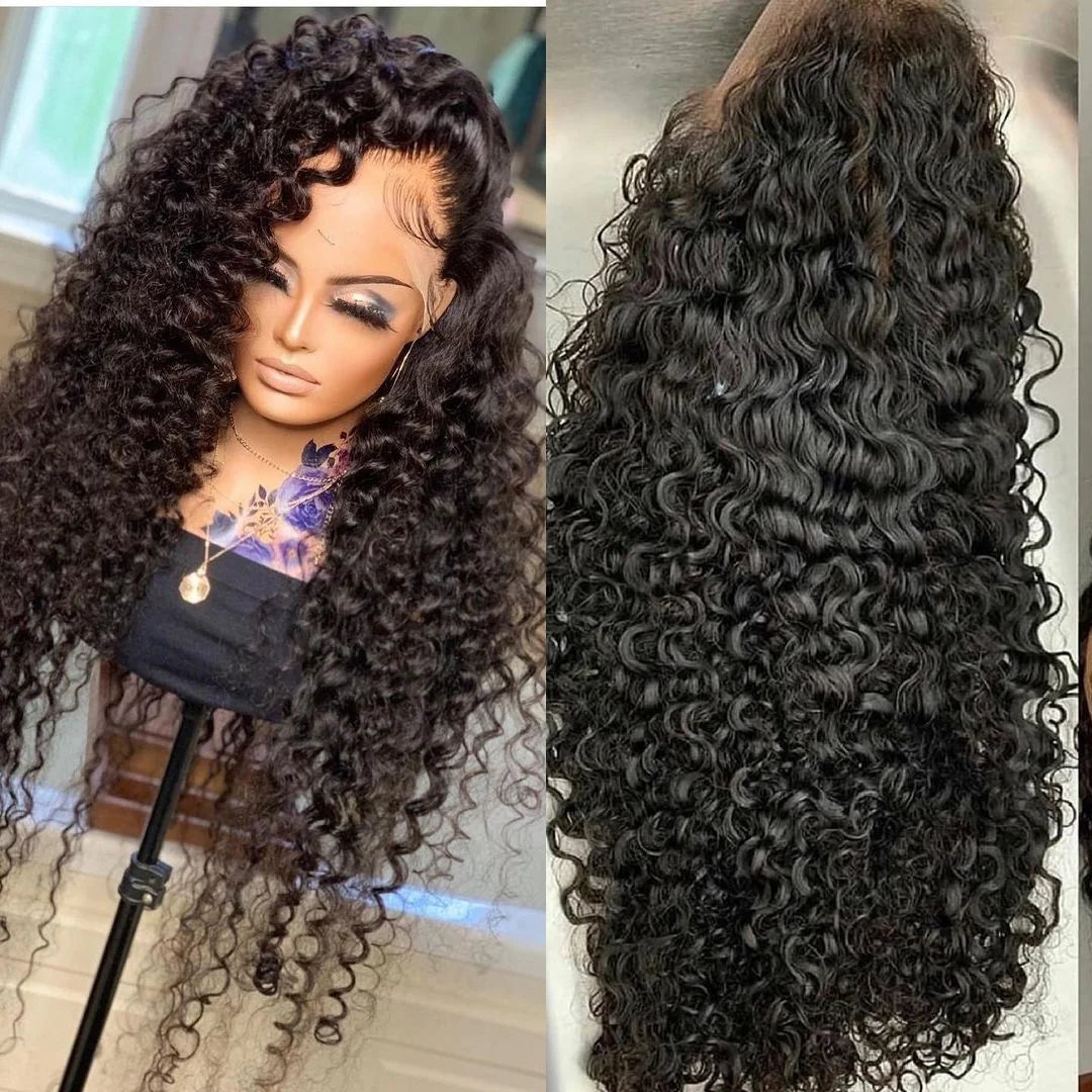 Raw Unprocessed Lace Frontal Wig Deep Wave Curly Lace Front Wigs for Black Women 360 Full Lace Human Hair Wigs