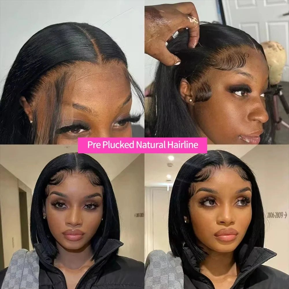 Straight Human Hair Wigs Human Hair 13X4 Lace Front Wig Human Hair 4X4 Lace Frontal Wigs for Women Pre Plucked Short Bob Wig