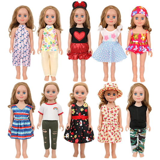 MSYO US Local Warehouse 10 Pcs Set 18 Inch American Style Girl Doll Clothes Dresses Outfits Accessories for Kids DIY