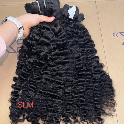 One Donor Raw Indian Wave Curl Bundle Cambodian Hair Weaves Burmese Curly Raw Human Hair Extensions for Black Women