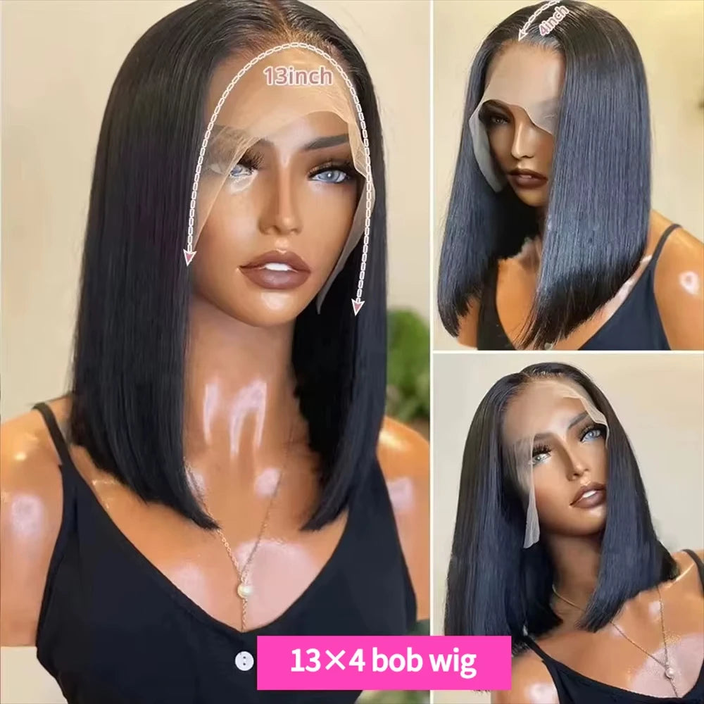 Straight Human Hair Wigs Human Hair 13X4 Lace Front Wig Human Hair 4X4 Lace Frontal Wigs for Women Pre Plucked Short Bob Wig