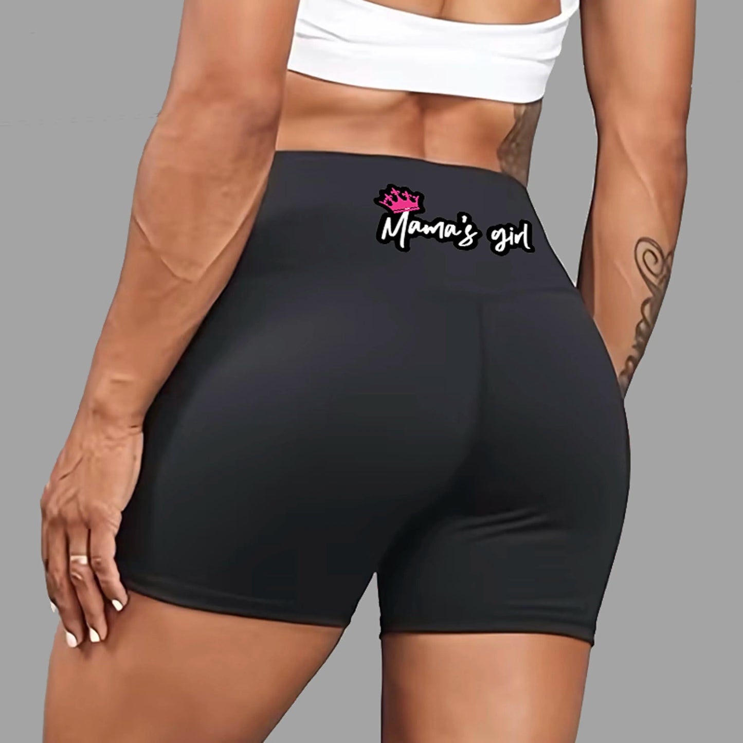 Mamas Girl Crown Slogan Print Workout Shorts Cute Edgy US Local Warehouse