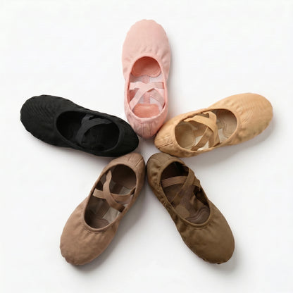 Dynadans Factory Direct Pink Classic Ballerina Shoes Flats Ballet Brown Stretch Canvas Ballet Dance for Women and Girls Kids