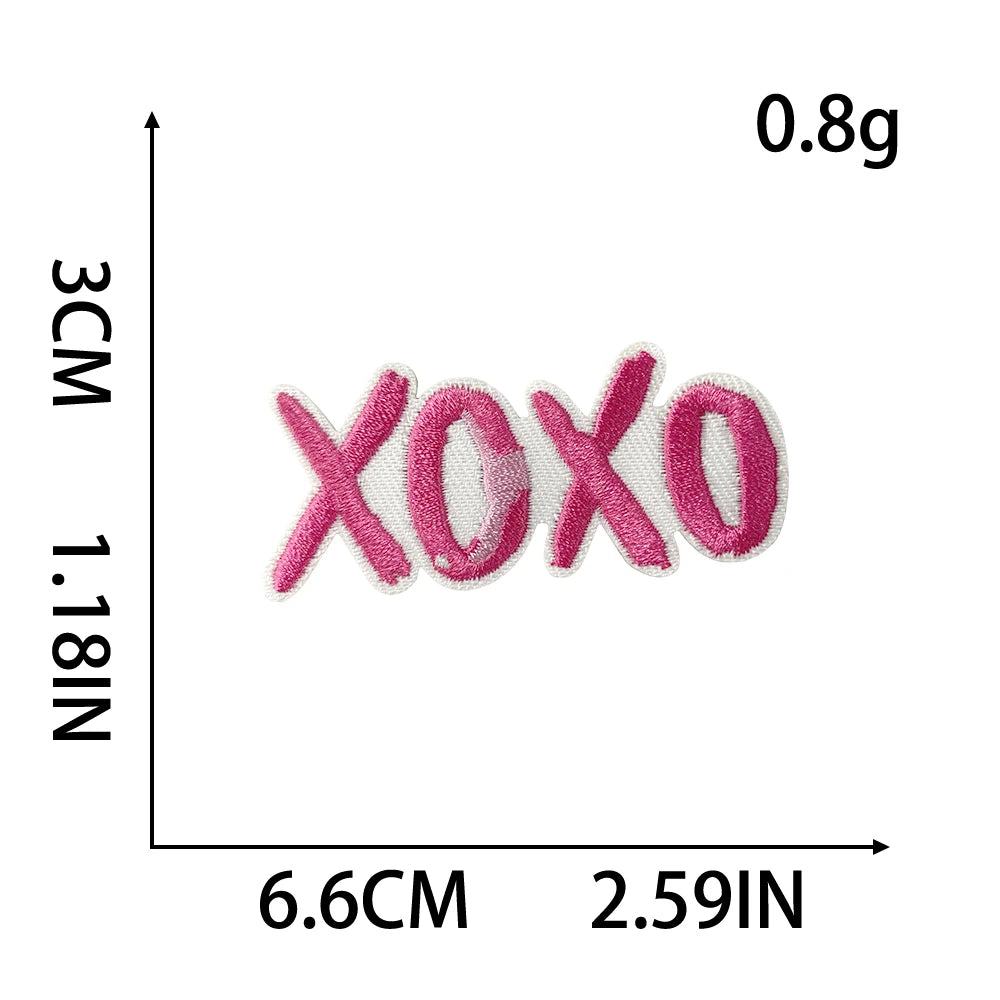 15 Pcs Pink Embroidered Patches Set Trendy Iron on Cute Love Disco Bag Ring Butterfly Girl Style Patch for Jacket Backpack