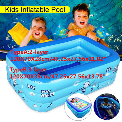 Outdoor Summer Indoor Kids New 120cm 2/3layers Children Inflatable Pool Bathing Tub Baby Kid Home Outdoor Large Swimming Square