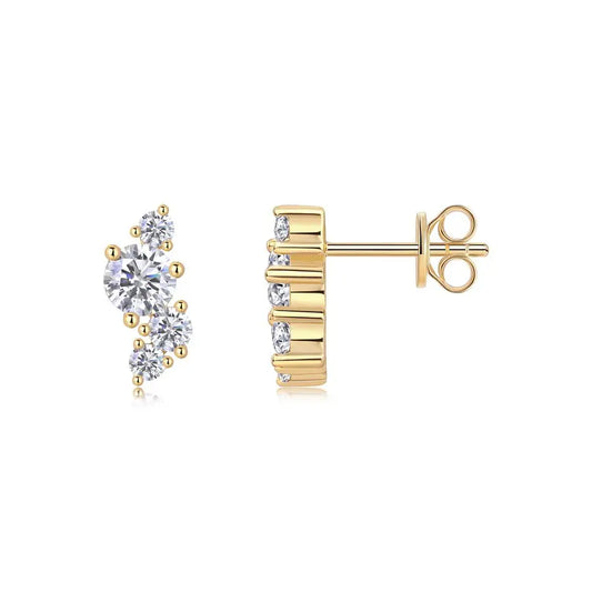 Mossanite 925 Sterling Silver Stud Earring Gold-Plated Moissanite Diamond Fine Jewelry for Men and Women