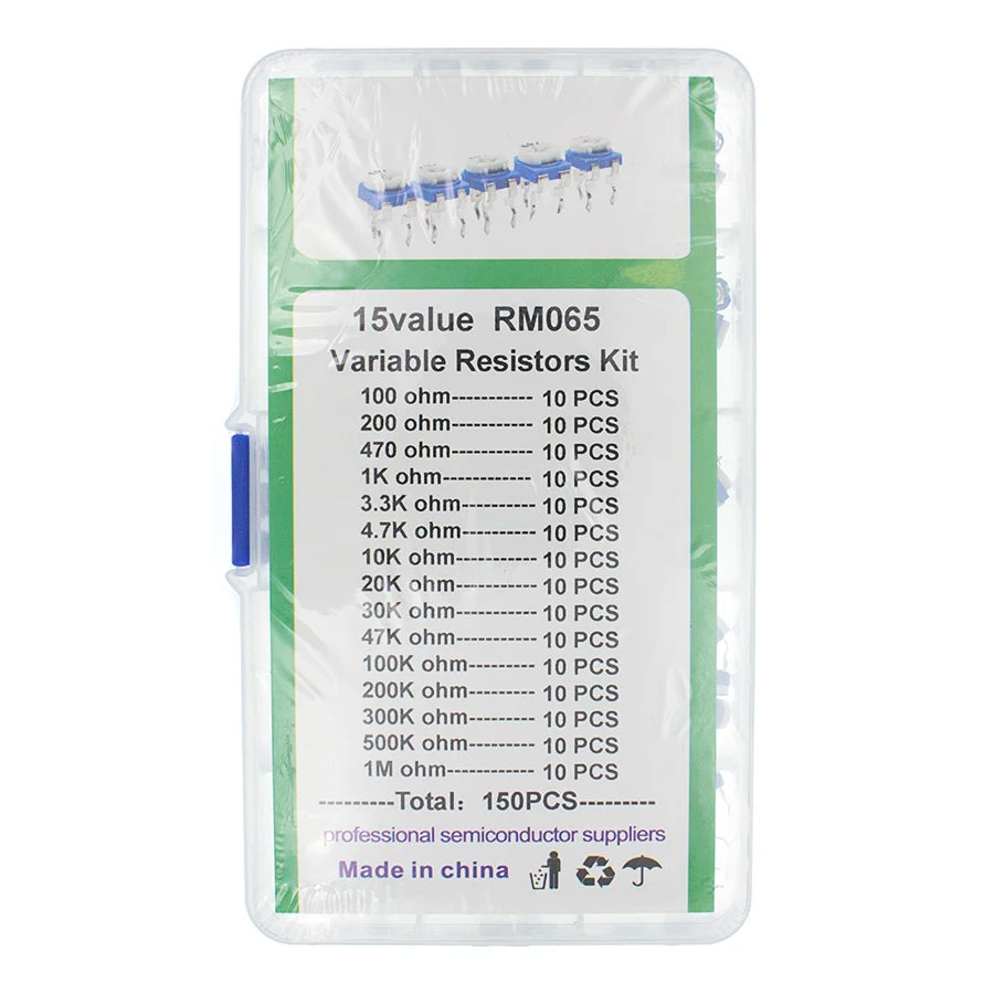 RM065 Kit 150pcs/set Trimming Potentiometer Variable Resistors Assorted Kit Electronic Diy Kit 15 Values Each 10pcs with box