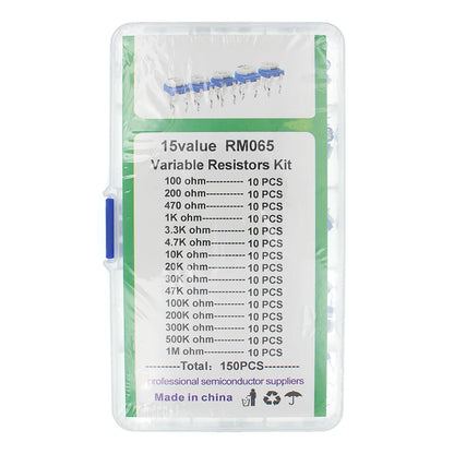 RM065 Kit 150pcs/set Trimming Potentiometer Variable Resistors Assorted Kit Electronic Diy Kit 15 Values Each 10pcs with box