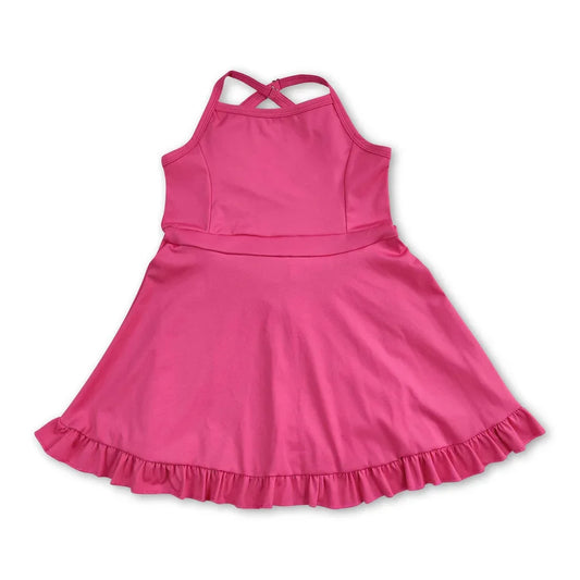 Kids Clothing Toddler Girl Activewear Baby Girl Strap Hot Pink Athletic Skort Dress Summer Baby Girl Clothes