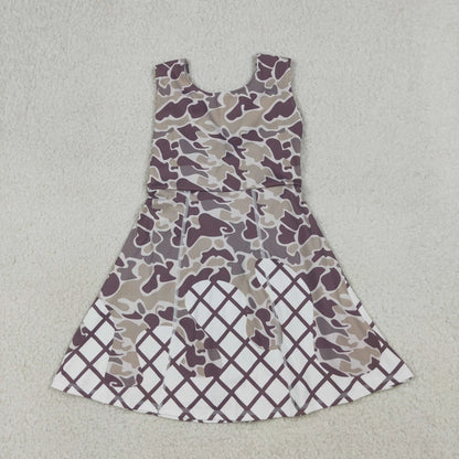 USA Warehouse Baby Girl Southern Grey Camo Drip Team Yoga Active Short Wholesale Boutique Knee Length Dress Ready to Ship No moq