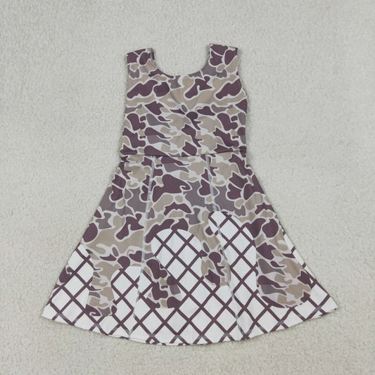 USA Warehouse Baby Girl Southern Grey Camo Drip Team Yoga Active Short Wholesale Boutique Knee Length Dress Ready to Ship No moq