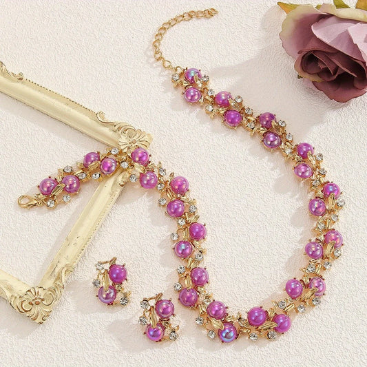 Lab-Grown Crystal Leaf Necklace and Earrings - Elegant Nature-Inspired Jewelry for Women | Luxury Birthday and Holiday