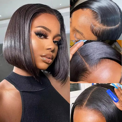 Straight Human Hair Wigs Human Hair 13X4 Lace Front Wig Human Hair 4X4 Lace Frontal Wigs for Women Pre Plucked Short Bob Wig