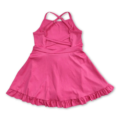 Kids Clothing Toddler Girl Activewear Baby Girl Strap Hot Pink Athletic Skort Dress Summer Baby Girl Clothes