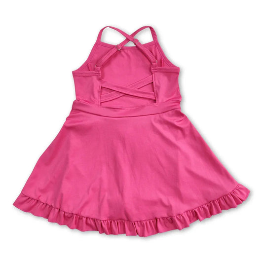 Kids Clothing Toddler Girl Activewear Baby Girl Strap Hot Pink Athletic Skort Dress Summer Baby Girl Clothes
