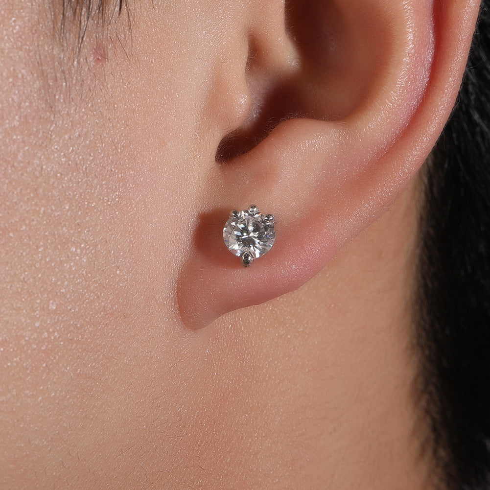 Light Luxury All-match S925 Silver Moissanite Dragon Claw Earrings for Men and Women with High-end Sense Instagram Style Fashionable Distinctive Earrings