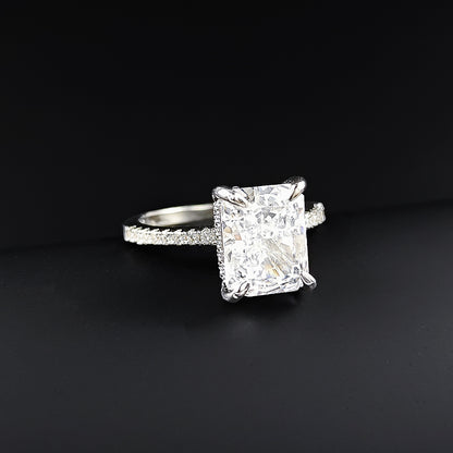 Amazon European and American Cross-border Ice Flower Cut Light Luxury Niche High-end Design Ring for Women Super Flash r7233