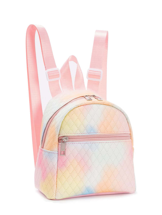 Foreign Trade Cross-border Hot-selling Backpack Women's Rainbow Multicolor PU Quilted Mini Backpack Fashion Casual High-end Sense Schoolbag