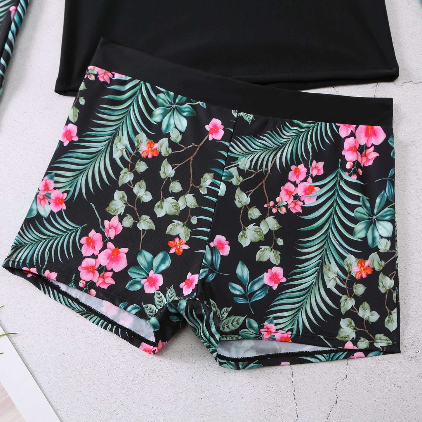 2025 New European and American Foreign Trade Cross-border Swimsuit Women's Long-sleeved Digital Printing Conservative Women's Split Bikini Swimsuit