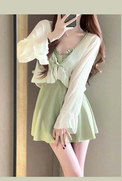 Swimsuit Women's 2025 New Summer Body-Slimming Conservative Skirt avocado green High-end Sexy Hot Spring Swimsuit
