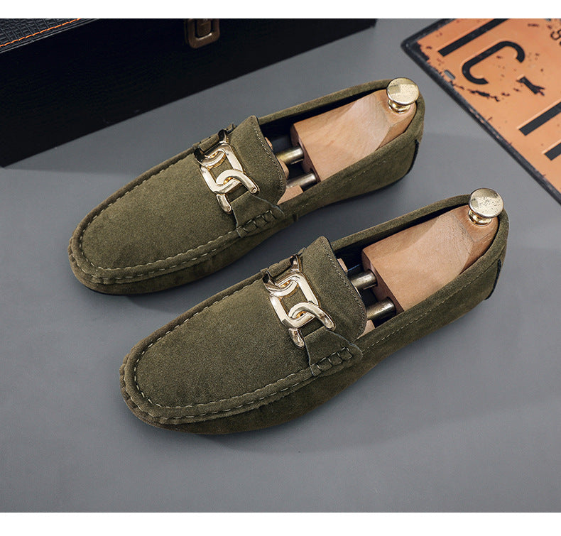 Doudou Shoes Men's Autum 2024 New Frosted Suede Lazy One-Leg Small Leather Shoes Loaf Driving Shoes for Men
