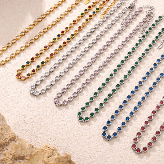 INS Internet Celebrity Bohemian Zircon Bracelet Simple Advanced Dopamine Necklace Advanced Temperament Jewelry suit