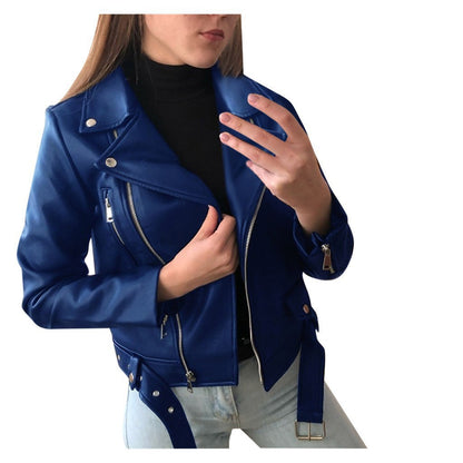 Women's Leather Jacket 2025 New Autumn Short Spring Korean Version Pu Motorcycle Jacket Slim Fit Winter Leather Jacket