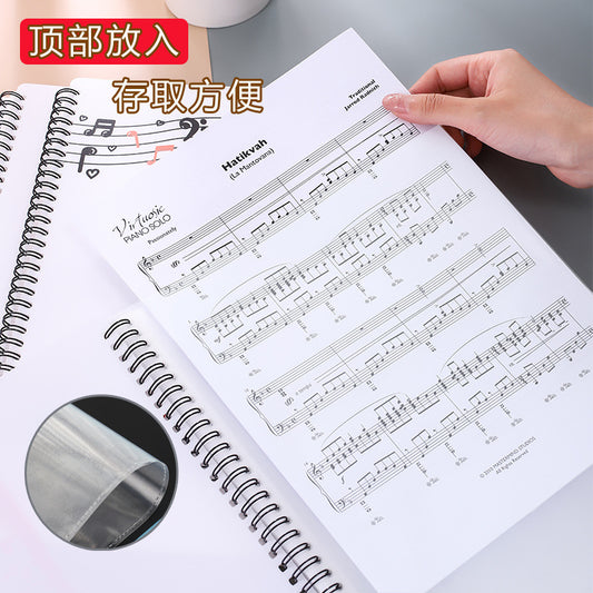 A4 New Information Booklet Loose-Leaf Transparent Insert Bag Music Score Folder Piano Music Score Folder Student Picture Folder Storage Book