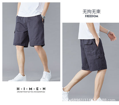Zoruo childe summer dad summer shorts men's five-length pants cotton pants loose overalls big pants