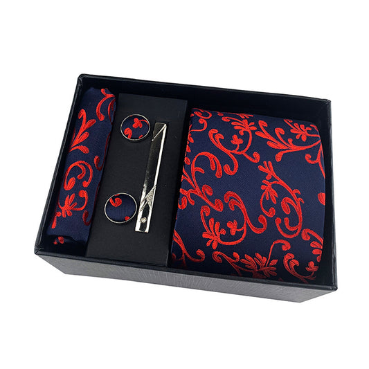 Factory Wholesale Men's Tie Business Dress Wedding Photo Suit Accessories Tie Cufflinks Square Tie Gift Box
