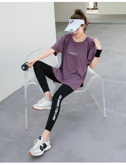 Sports suit Women's Yoga Fitness Clothes Running Gym Summer Breathable plus size chubby girl Belly Covering Slim Loose