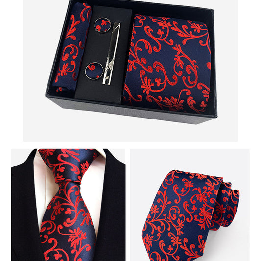 Factory Wholesale Men's Tie Business Dress Wedding Photo Suit Accessories Tie Cufflinks Square Tie Gift Box