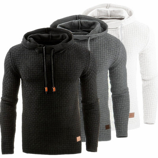 2018 autumn and winter new European and American men's jacquard sweater long sleeve hoodie warm color hooded sweatshirt jacket