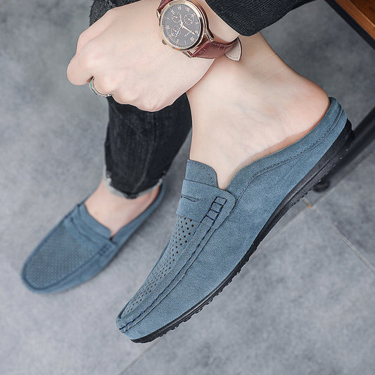 Men's Beanie Shoes, Half-Cup Breathable Toe-Toe Slip-Ons, Slip-On Half-Slippers, Men's Heelless Loafers for Men