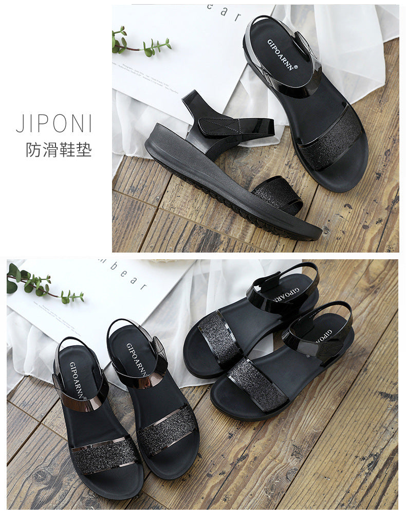 New Summer Flat Women's Shoes for Middle-Aged Women, Mid-Heel 2026 Women's Wedge Sandals for Summer, Mom Sandals with Soft and Thick Soles, Comfortable
