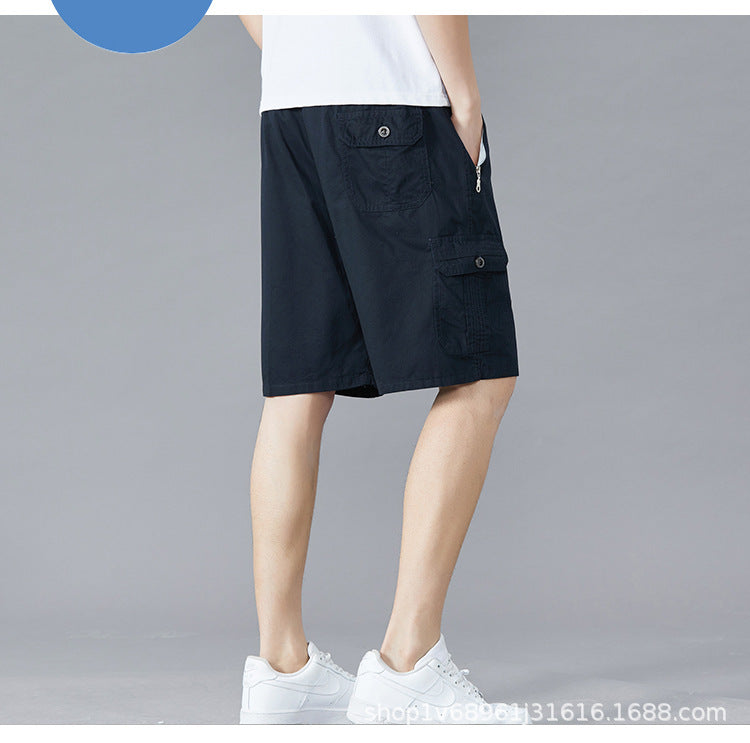 Zoruo childe summer dad summer shorts men's five-length pants cotton pants loose overalls big pants
