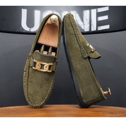 Doudou Shoes Men's Autum 2024 New Frosted Suede Lazy One-Leg Small Leather Shoes Loaf Driving Shoes for Men