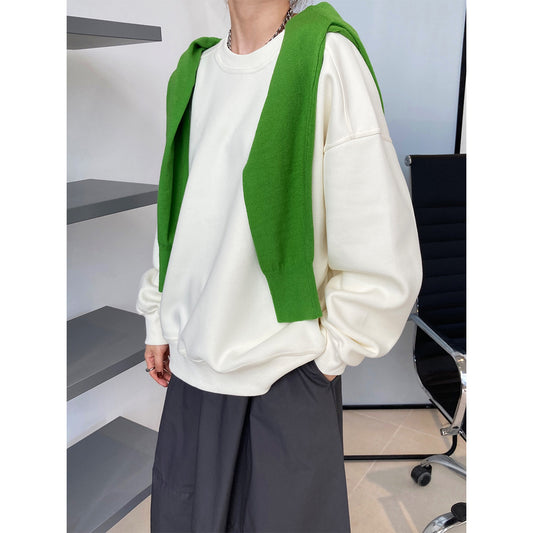 Luxi 2025 Autumn and Winter New Style Velvet Thickeneded Burgundy Sweatshirt for Women Korean Style Normcore Long-Sleeved Pullover Top 2628