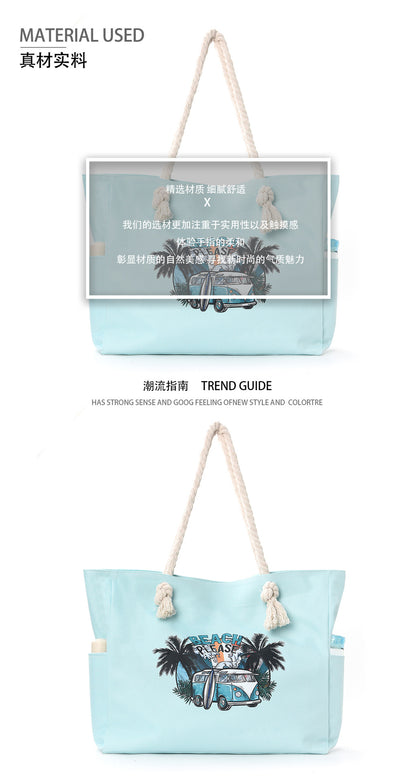 Feihong Cross-Border Large-Capacity Beach Bag Women's Bag Armpit Shoulder Bag Simple and Versatile Casual Storage Canvas Bag