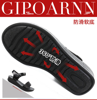 New Summer Flat Women's Shoes for Middle-Aged Women, Mid-Heel 2026 Women's Wedge Sandals for Summer, Mom Sandals with Soft and Thick Soles, Comfortable